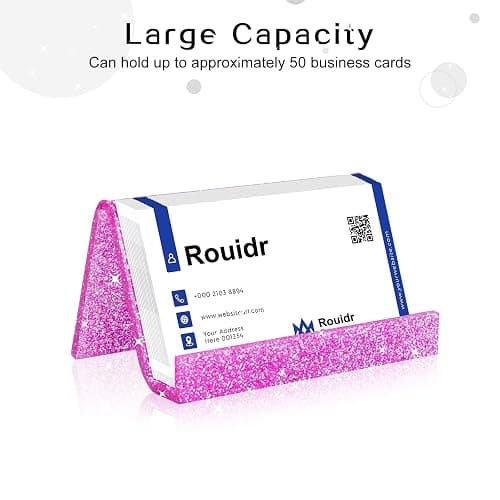 Rouidr Business Card Holder for Desk, 3 Pack Acrylic Business Card Holder Display for Office Desktop, School, Hotel Front Desk, Pink thumbnail 4