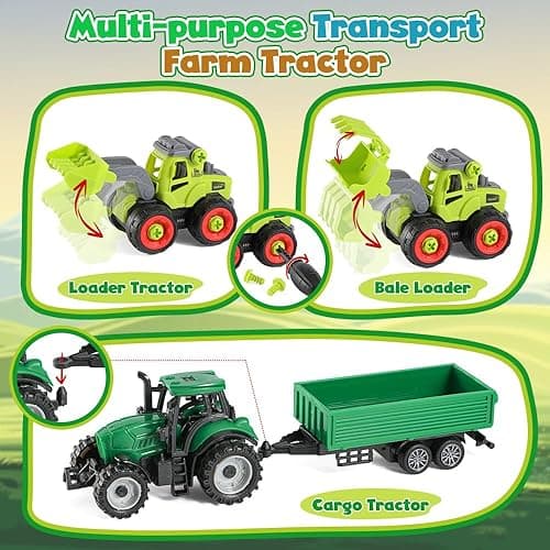 FRUSE Play Sand Farm Animal Toys,Sandbox Toys Set for Toddlers w/1 KG Play Sensory Sand, Farm Toy Figures and Tractor Truck Playset,Sensory Sandbox with Cover for Boy Girl Kid Age 3 4 5 6 7 8 9 thumbnail 3