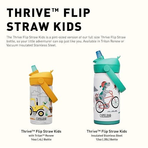 CamelBak Thrive Flip Straw Kids Bite Valve Tritan Renew Water Bottle 14oz thumbnail 8