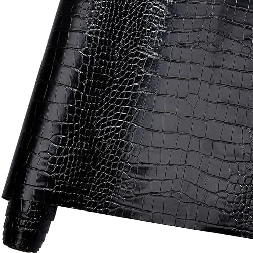 CRASPIRE 53"x12" Crocodile Leather Fabric Faux PU for Embossed Making Sewing Skin Grain Sheets Fabric Material DIY Upholstery Crafts Handbags Furniture Car Wrapping Leather Earrings Shoes Belt Black - Image 1