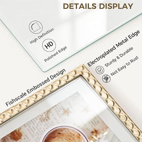RICHFOCUS Gold 5x7 Floating Picture Frame for Photo 4x6 3.5x5 | 5 x 7 Metal Picture Frames with Double Glass for Tabletop|Modern Photo Frames Wedding|Home Decor thumbnail 4