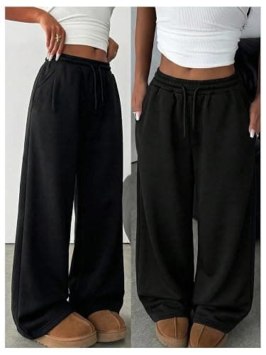 RoseSeek Girl's Baggy Sweatpants Elastic High Waisted Wide Leg Pants Athletic Sweat Pants Trousers thumbnail 5