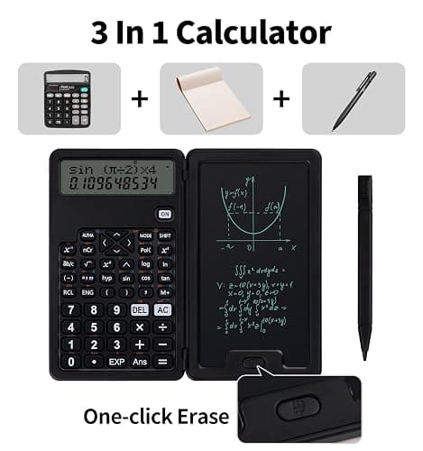 Scientific Calculators for Students, Office Desktop Calculators, 240 Computing Functions, Small Calculator with Notepad, Ideal for Middle High School Students and Teachers (Black) thumbnail 3