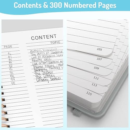 Forvencer Lined Spiral Journal Notebook with 300 Numbered Pages, B5 College Ruled Thick Journals for Writing with 100GSM Paper, Hardcover Notebooks with Contents for Work, School, Women, Men, Grey - Grey - B5 thumbnail 3