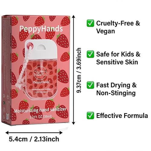 PeppyHands 1 Pack Hand Sanitizer Spray, Spray Hand Sanitizer Travel Size, Scented Pocket Cute Mini Pocket for Kids School Gifts for Women, Teen, Girl, 1.35 FL. OZ.(Strawberry) thumbnail 3