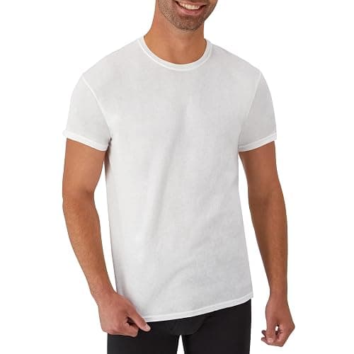 Hanes Men's Undershirt Packs, Stay-Tucked Soft Cotton Undershirts, Best Undershirts for Men, White/Black/Asstd Multipacks thumbnail 2