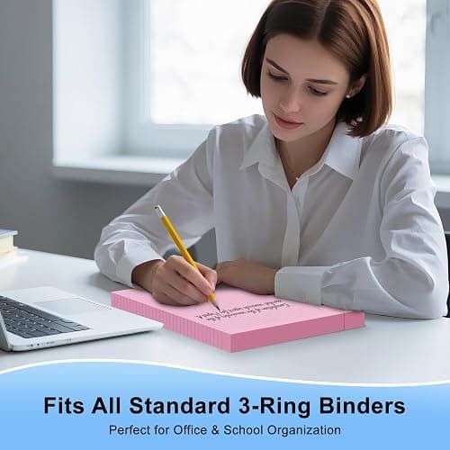 Pink Loose Leaf Paper 100 Sheets 8" x 10.5" Filler Paper, College Ruled 3-Hole Punched, Notebook Paper for 3-Ring Binders Notepad Writing Note Pads To-Do Lists for Office & School Supplies thumbnail 4