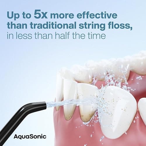 AquaSonic Aqua Flosser - Cordless Rechargeable Water Flosser for Teeth - Waterproof, Portable Oral Irrigator for Dental Cleaning with 5 Jet Tips – Braces Home Travel thumbnail 3