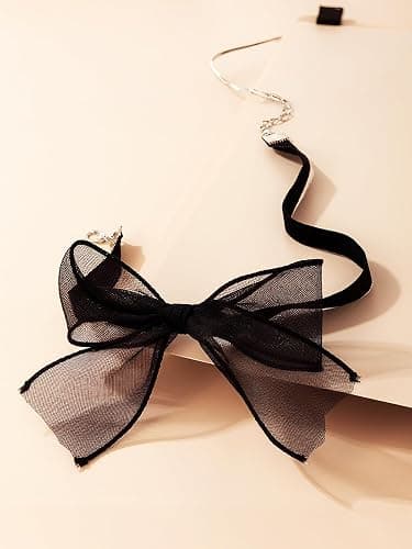 Fanquility Sexy Bow Chokers Necklace Vintag Lace Black Choker Soft Velvet Bow Necklace for Women Knot Necklace Collar Jewelry Gifts for Halloween Cosplay thumbnail 6