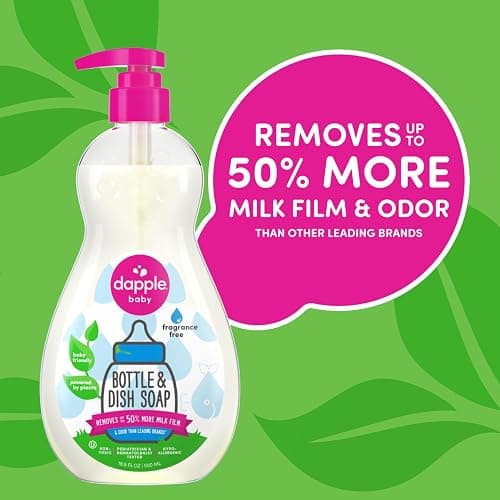Dapple Baby Bottle Soap, Hypoallergenic Dish Soap for Baby Bottles, Powered by Plants, 1 Pump Included, Packaging May Vary, Fragrance Free, 16.9 Fl Oz (Pack of 3) thumbnail 8