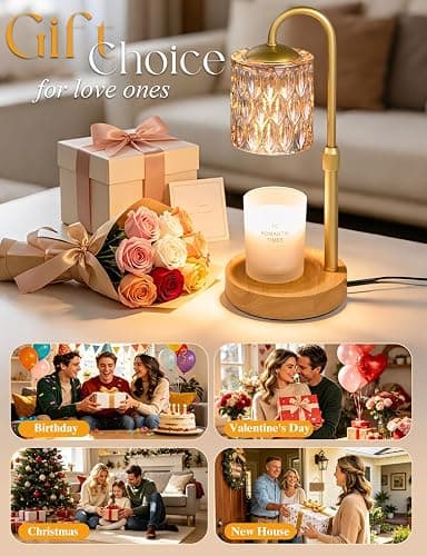 Briever Dimmable Candle Warmer Lamp with Timer, Height Adjustable Electric Candle Wax Warmer, Birthday Gifts for Women Mom, House Warming Gifts New Home Decor, Solid Wood Base, Natural Wood Champagne thumbnail 7