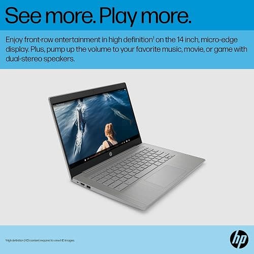 HP Chromebook 14 inch, Intel Celeron N4500, 4GB LPDDR4x, 64GB eMMC, Intel UHD Graphics, HD (1366 x 768), True Vision 720p HD Camera, Fast Charge, ChromeOS, Modern Grey (14a-ne1006ca) - 4GB | 64GB | Intel Celeron N4500 thumbnail 2