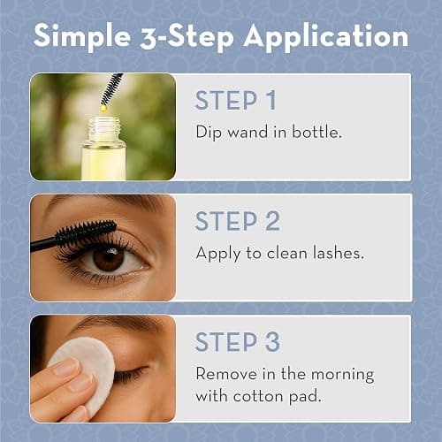 Pure Body Naturals Castor Oil for Eyelashes and Eyebrows - Nourishing Brow & Lash Growth Serum - Castor Oil Organic, Cold Pressed, Hexane Free - 2 Pre-Filled Applicators (10 ml each) thumbnail 4