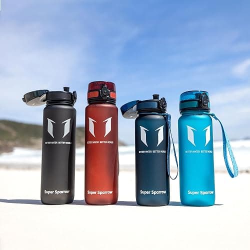 Sparrow Gourde Sport 500ml/750ml/1L - sans BPA - Tritan Plastique Bouteille | Étanche, Gourdes eau, Légère, Lave-vaisselle, Flip Top 1-Clic, Ergonomique, École, Sport, Fitness, Gym, Running, Randonnée thumbnail 8