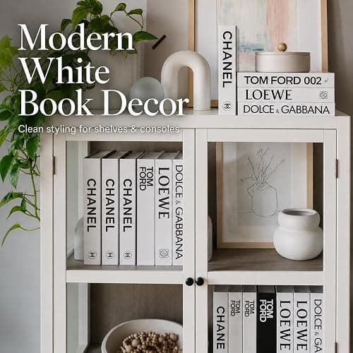 PROBENEX 4 Pcs Decorative Books | Faux White Coffee Table & Shelf Decor | Bright Scandinavian Look for Living Room, Office and Entryway - Not Real, Tool-Free 2-Min Setup thumbnail 6