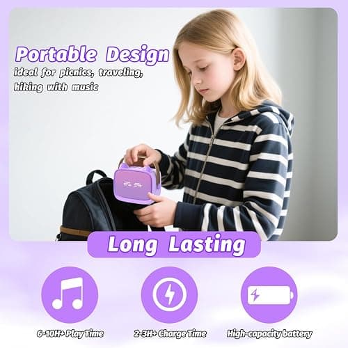 Mini Karaoke Machine Toys Gifts,Kids Portable Bluetooth Speaker with 2 Wireless Microphone and LED,Christmas Birthday Gifts for Girls Boys 3 4 5 6 7 8+ Year Old (Purple) thumbnail 7