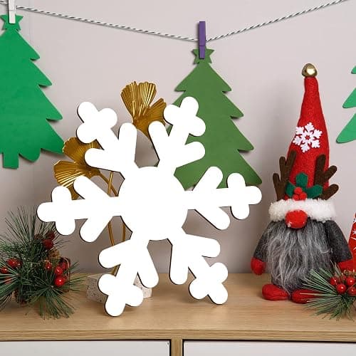 8 Pcs Large Wooden Christmas Snowflake Cutouts 12 Inch Unfinished Wood Snowflake Shape Ornaments Blank Christmas Wood Cutouts Slice Wooden Hanging Decoration for DIY Crafts Xmas Winter Decor thumbnail 4