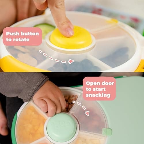 GoBe Kids Lunchbox with Small Snack Spinner Flip - Bundle with Hand Strap & Sticker Sheet, 2-in-1 Bento Style Lunch Container, 5 Small +1 Large Sandwich Compartment, BPA & PVC Free - Taro Purple thumbnail 4