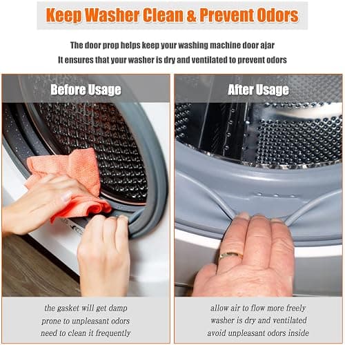 Front Load Washer Door Prop, Removable Flexible Washer Door Stopper, Magnetic Washing Machine Door Holder with 66mm Magnet Base, Keep Washer Door Open to Prevent Odors (Black) thumbnail 6