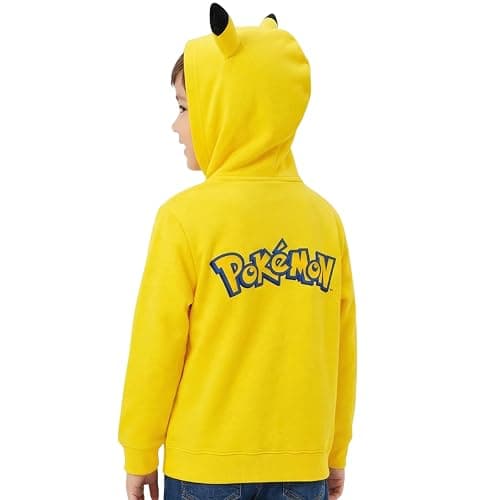 Mad Engine Pokémon Pikachu Costume Hoodie with 3D Ears, Long Sleeve Hooded Sweatshirt, Boys 6-16 thumbnail 3