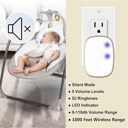 LUAMB Wireless Doorbell, 1,000ft Range Loud Enough with 5Volume Levels and Mute Mode Door Chimes LED Flashing thumbnail 3
