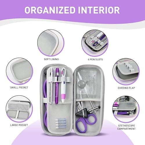 Scian 13 Pcs Stethoscope Case Kits, Supplies Inclued, Perfect Nurse Gift Stethoscope Holder for Nurse Medical Student, Purple Portable First Aid Kit Bag with Medical Scissor,Nurse Accessories for Work thumbnail 2