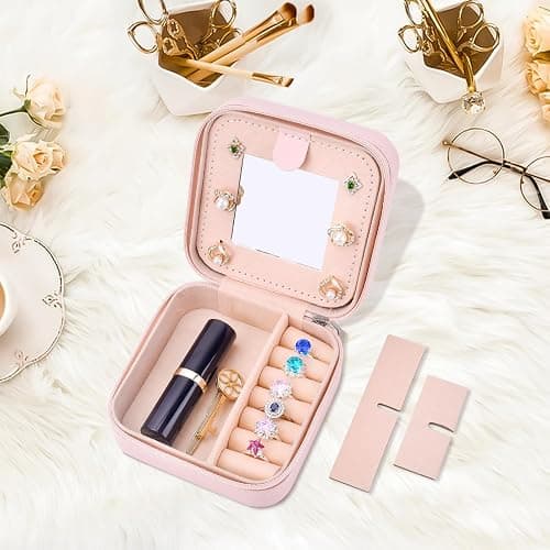 Preppy Travel Jewelry Gifts for Teen Girls, Travel Jewelry Box Personalized Christmas Gifts Stocking Stuffers for Women, Fashion Travel Essentials Trendy Stuff Easter Basket Stuffers, Initial L thumbnail 2