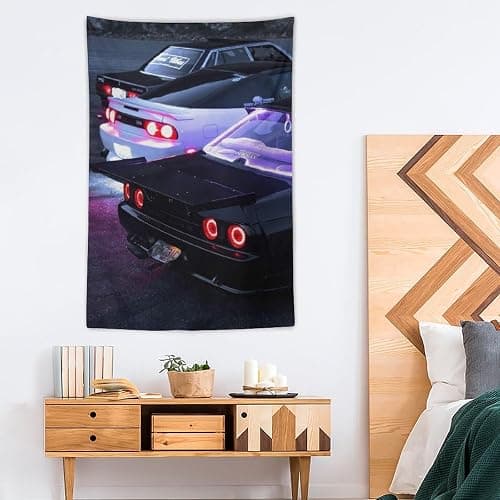 josnmre JDM Car R35 Fast Sports Street Tapestry Wall Hanging for Bedroom Aesthetic Art Home Decor Dorm Classroom Living Room Tapestries 40"x60" thumbnail 4