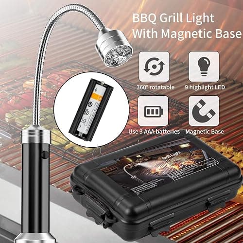 MojiDecor Lampe pour Barbecue Lot de 2 Lumières LED de Gril BBQ avec Base magnétique Rotation à 360 Degrés Flexible Réglable pour Barbecue, Camping, Fête, Extérieur thumbnail 4