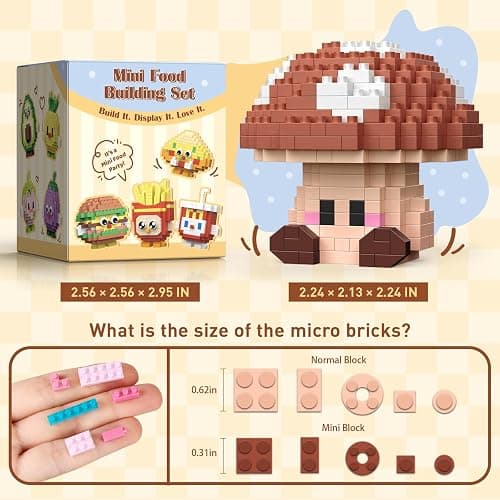 HIGH GODO 12 Pack Food Party Favors Building Set, Mini Food Building Blocks Sets, Goodie Bags Stuffers, Blind Box Style Classroom Small Prize Toys Gifts for Adults Teens Age 14+ thumbnail 4