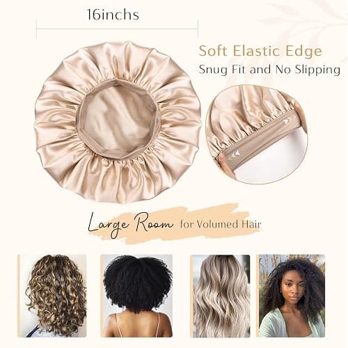 YANIBEST Silk Bonnet for Sleeping Women, Double Layer Hair Satin Bonnets with Elastic Band, Sleep Cap Curly Natural Hair thumbnail 4