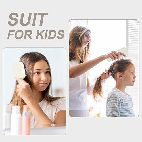 Jurrissa Mini Boar Bristles Hair Bursh, Travel Size Hair Brush for Women Men Kids, Protable Small Hair Brushes for Pockets Purses, Mini Hair Brush for Smooth Add Shine (Boar-White) thumbnail 5