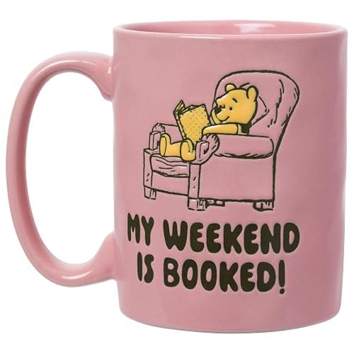 Silver Buffalo Disney Winnie the Pooh Wax Resist Pottery Mug, 17oz | Disney, Etched Engraved Finish, Yellow, 0.5 Liters, My Weekend Is Booked thumbnail 2