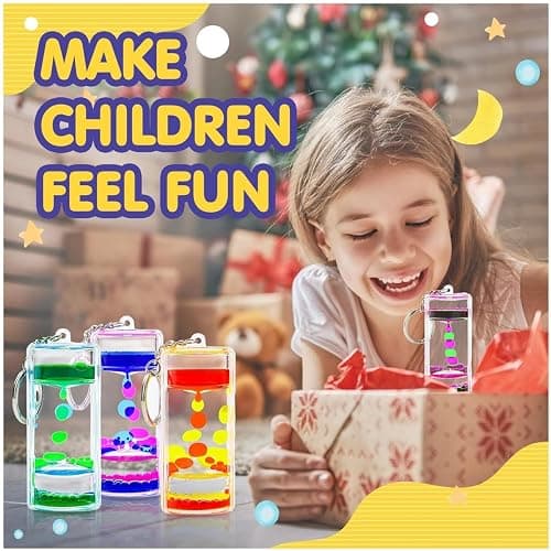 ZHjuju Liquid Motion Timer Keychain - (3-Pack) Sensory Toy for Stress Relief, Calming Fidget Keyrings for Kids & Adults, Autism Sensory Tool, Handbag & Car Decoration,3 Colors thumbnail 6