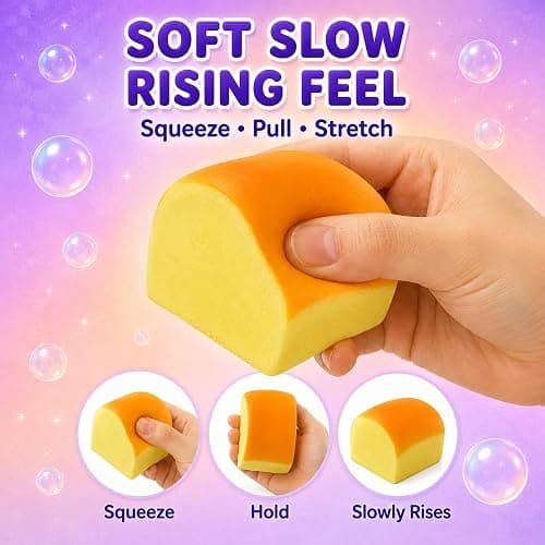 Squishy Fun Box 8 Pieces Squishy Pack Cheese Food Squishies Set Slow Rising Butter Strawberry Ice Cube Apple Bread Cat Paw Squishy Toys Squeeze Stress Balls for Adults thumbnail 3