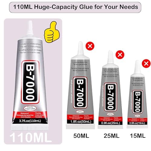 3.7oz B7000 Rhinestone Clear Glue for Jewelry Making, 110 ml Multipurpose Adhesive Jewlery Glue for Fabric, Tumblers, Rhinestones DIY Crafts, Nail Art, Makeup, Shoes, Cell Phones, Tablet, Wood thumbnail 2