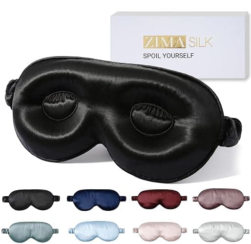 ZIMASILK Adjustable 22 Momme 100% Pure Mulberry Silk Sleep Mask, 3D Contoured Cup Eye Mask for Sleeping, Super Soft Breathable Blindfold, Perfect Blocks Light for Restful Sleep (Black) - Image 1