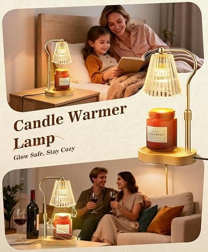 Candle Warmer Lamp, Wax Melt Warmer with 2 Bulbs for Scented Jar Candles, with Timer Dimmer Adjustable Height, Home Decor Gift for Girl Friend Mom Sister Women, No Flame No Smoke Warming Light, Amber thumbnail 8