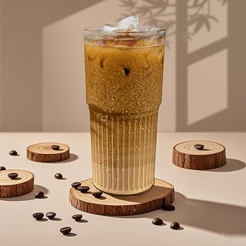 Luiaiog Glass Cups with Lids and Glass Straws, High Borosilicate 20OZ Tumblers (2Pcs) for Coffee, Tea, Juice, Smoothies, Hot/Cold Drinks at Home, Office - Clear 20oz thumbnail 2
