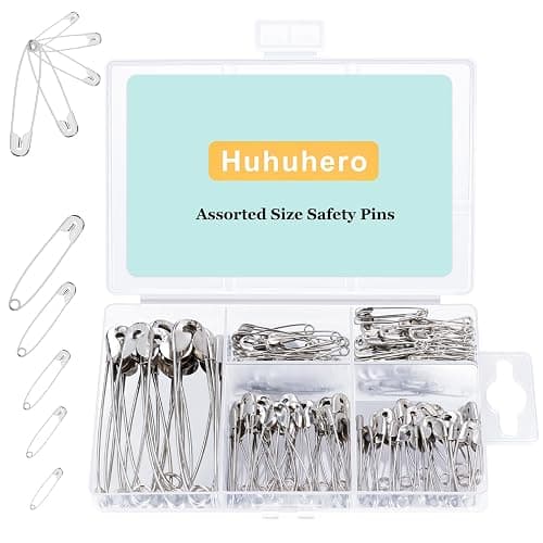 Huhuhero 160Pcs Safety Pins, Large & Small Safety Pins for Clothes Sewing Craft, Nickel Plated Steel Assorted Size Pins Bulk, Art and Craft Supplies (Sliver) - Image 1