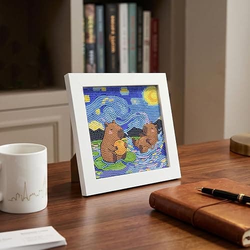 Toynificent Capybara Diamond Art, 5.9 x 5.9 inches Capybara Diamond Painting Kits with Picture Frame, DIY 5D Gem Crafts for Adults, Cute & Kawaii Home Wall Decor thumbnail 4