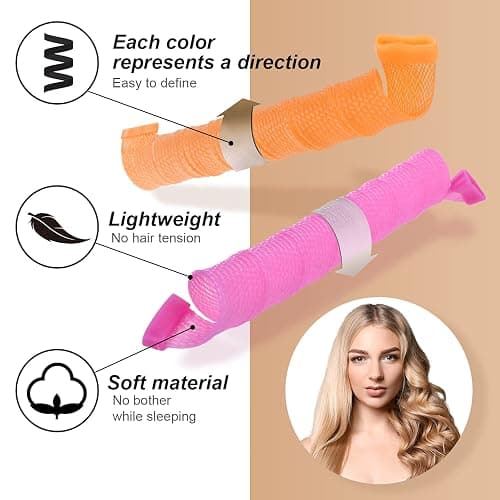 40pcs Heatless Spiral Hair Curlers for Long Hair - Heatless Curls Overnight 22inch Magic Hair Rollers No Heat Curlers for Women Kids thumbnail 2