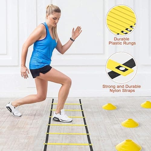 X-UMEUS Agility Ladder Speed Training Equipment Set-20ft Agility Ladder,12 Soccer Cones,4 Hurdles, Jump Rope, Running Parachute| Basketball Football Soccer Training Equipment for Kids Youth Adults thumbnail 3