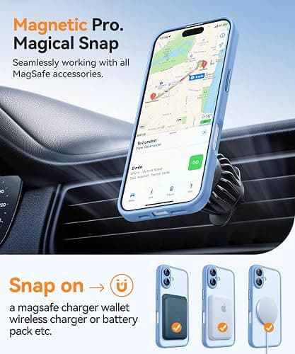 CANSHN Magnetic for iPhone 16 Case, Upgraded [Full Camera Protection] [Compatible with Magsafe] [Translucent Matte] Shockproof Protective Phone Case for iPhone 16 - Light Blue thumbnail 5