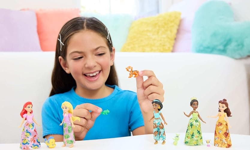Mattel Disney Princess & Friends Set with 5 Posable Small Dolls in Removable Skirts or Pants & 5 Friend Figures, Inspired by The Disney Movies thumbnail 2