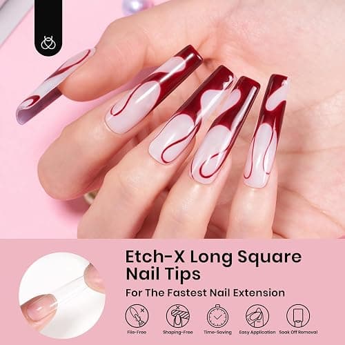 Beetles Gel Nail Tips Long Square 12 Sizes, 288Pcs Pre Shaped Half Matte Press On Nails Gelly Tips False Nails for Gel Nail DIY Art Nail Extensions Acrylic Nails Gift thumbnail 4