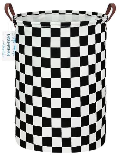 LANGYASHAN Laundry Basket Canvas Fabric Collapsible Organizer Basket for Storage Bin Toy Bins Gift Baskets Bedroom Clothes Children Nursery Hamper (Racing flag) - Image 1