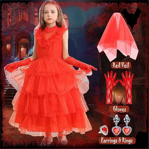 iTVTi Girls Halloween Costumes Ghost Red Bride Dress Up Cosplay Costume thumbnail 3