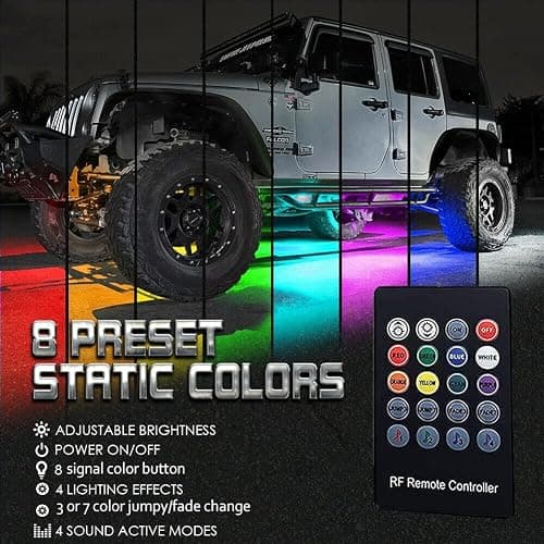Car Underglow Lights, Yielinth Exterior LED Strip Lights with App and RF Remote Control,16 Million Colors Underglow Kit for Car thumbnail 4