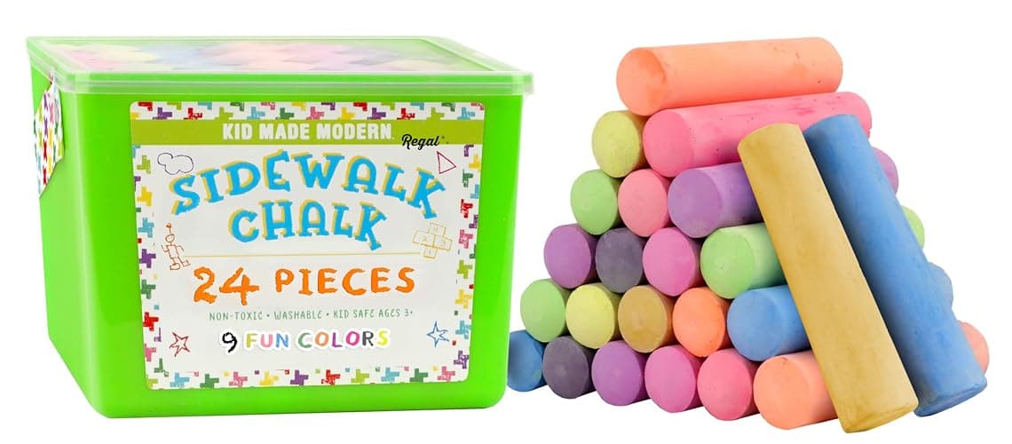 Kid Made Modern Non Toxic Sidewalk Chalk Bucket (24 Count) - Washable Colored Chalk Bulk Set for Kids and Toddlers Outdoor Games - Image 1